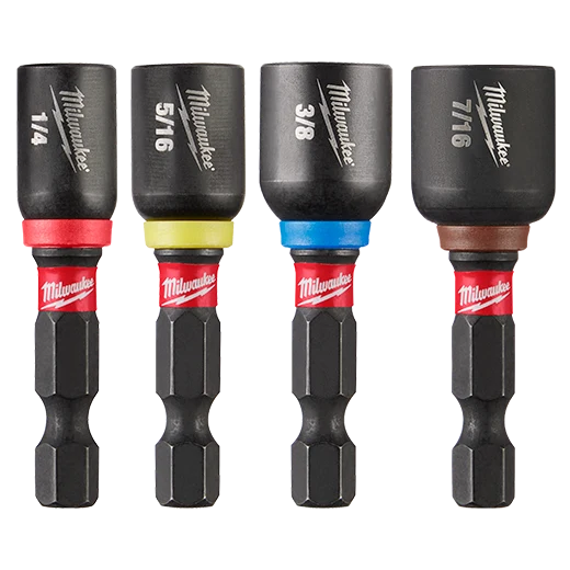 MILWAUKEE 4 PC. SHOCKWAVE IMPACT DUTY™ 1-7/8" Magnetic Nut Driver Set Roestvrij Staal Uitvoering
