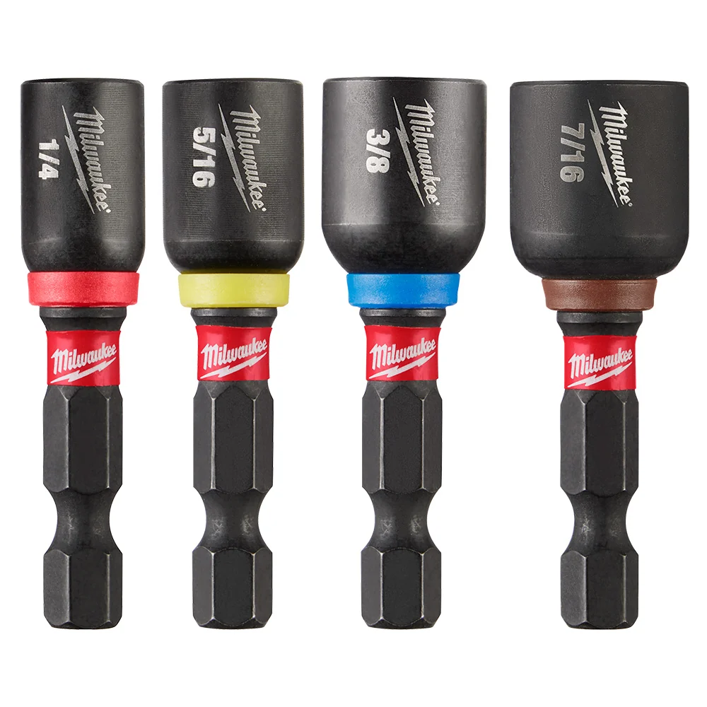 MILWAUKEE 4 PC. SHOCKWAVE IMPACT DUTY™ 1-7/8" Magnetic Nut Driver Set Roestvrij Staal Uitvoering