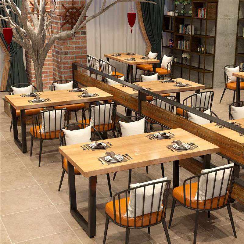 Professionele Kwaliteit Rectangle Industrial Stevig Wood Dining Room Set Double Pedestal Table Dining Table Sets 47