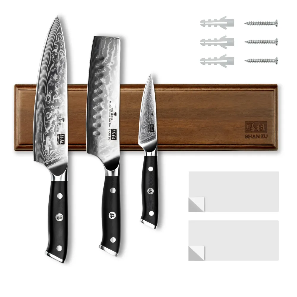SHAN ZU Pro Series – Tijdloos Damascus 4-piece Set + Magnetic Bar
