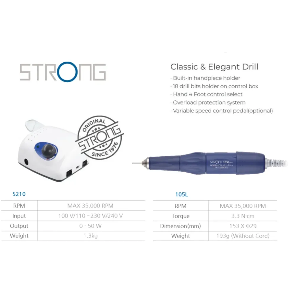 STRONG E-File 210/105L 35,000 RPM SET(3/32″)