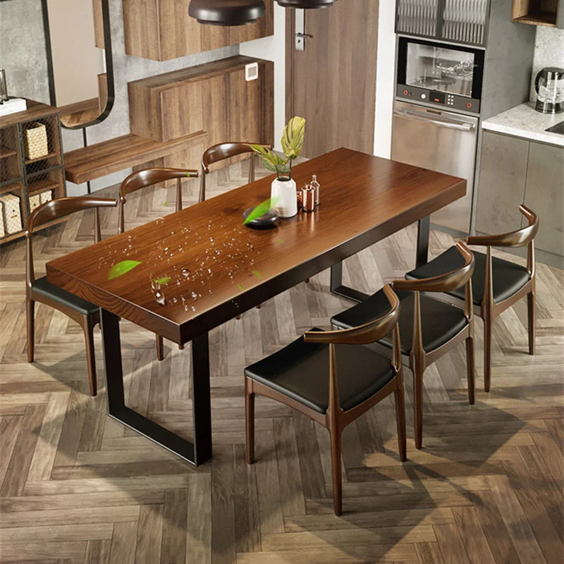 Waterdichte Doorvoer Industrial 1/4/5/7 Pieces Furniture Stevig Wood Rectangle Dining Room Set Brown