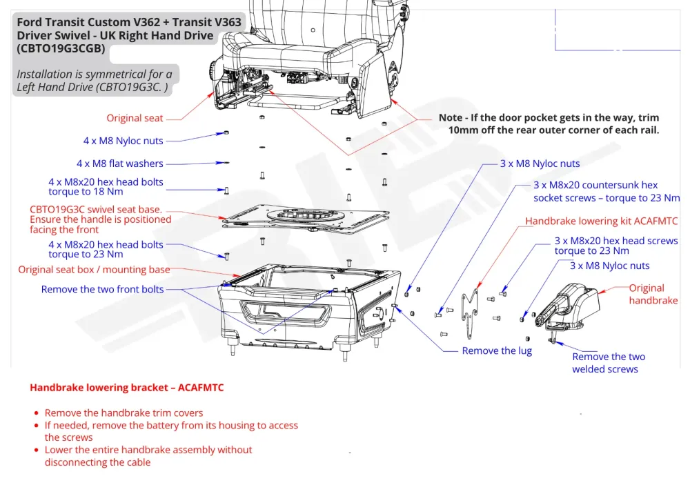 Ford Transit Custom 2nd Gen V710 (2024+) Driver's RIB V3 Solo Seat Swivel