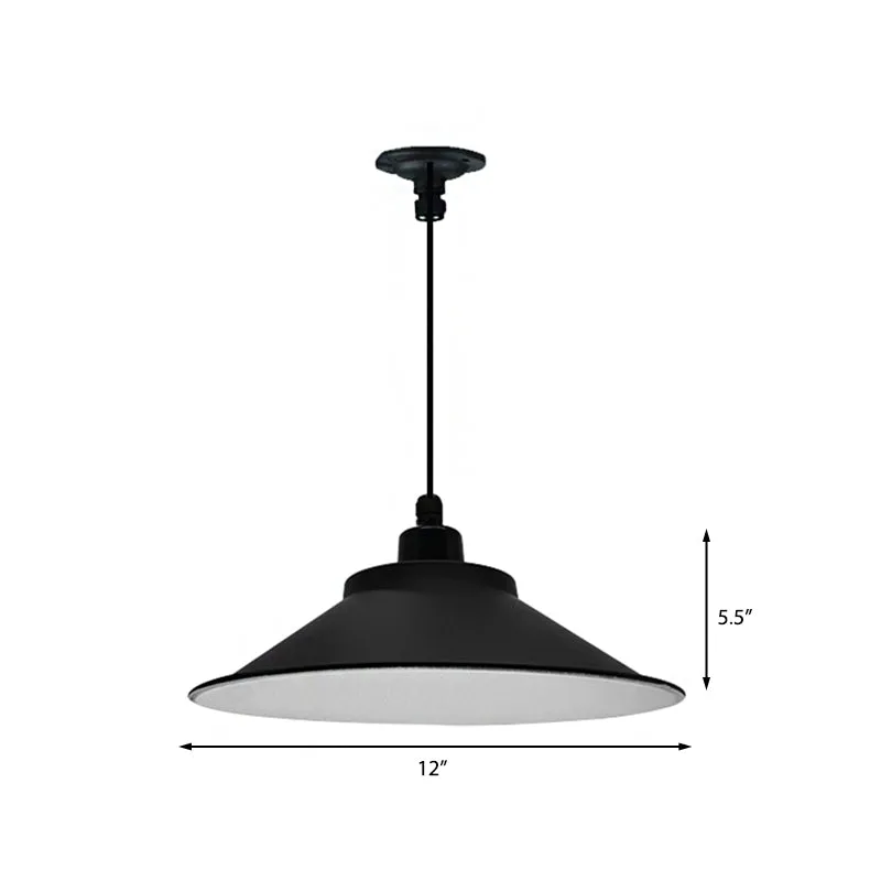 Waterdichte Doorvoer 12"/14" Dia 1 Head Hanging Ceiling Light Cone Shade Metalen Industrial Indoor Pendant Light Black Black