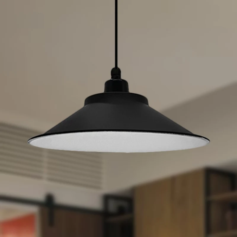Waterdichte Doorvoer 12"/14" Dia 1 Head Hanging Ceiling Light Cone Shade Metalen Industrial Indoor Pendant Light Black Black