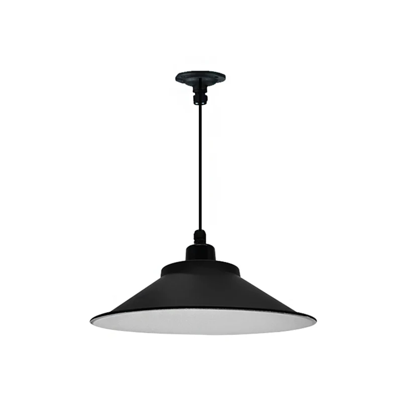 Waterdichte Doorvoer 12"/14" Dia 1 Head Hanging Ceiling Light Cone Shade Metalen Industrial Indoor Pendant Light Black Black