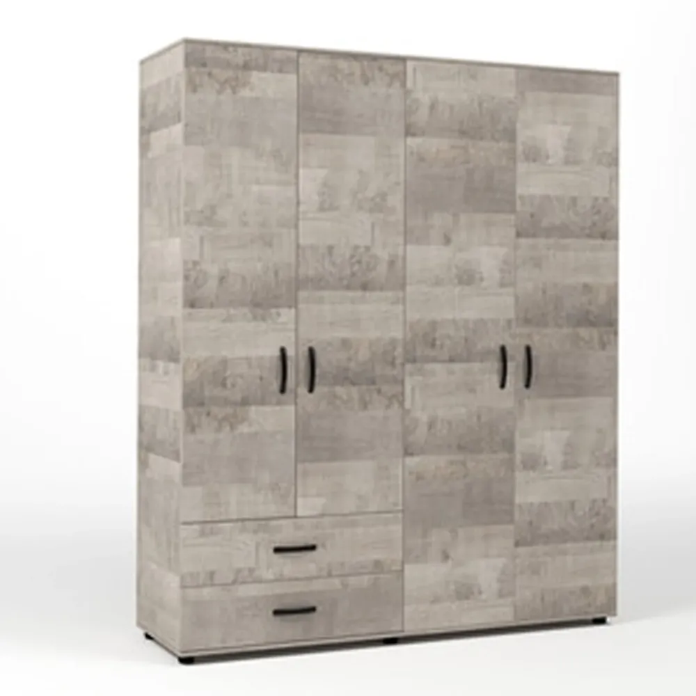 4-door and 2-drawer wardrobe - Platinum Eiken