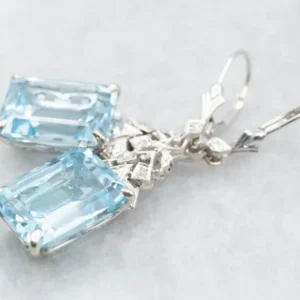 Blue Topaz and Diamond Drop Earrings