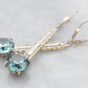 Blue Zircon Lasergravering Bar Drop Earrings