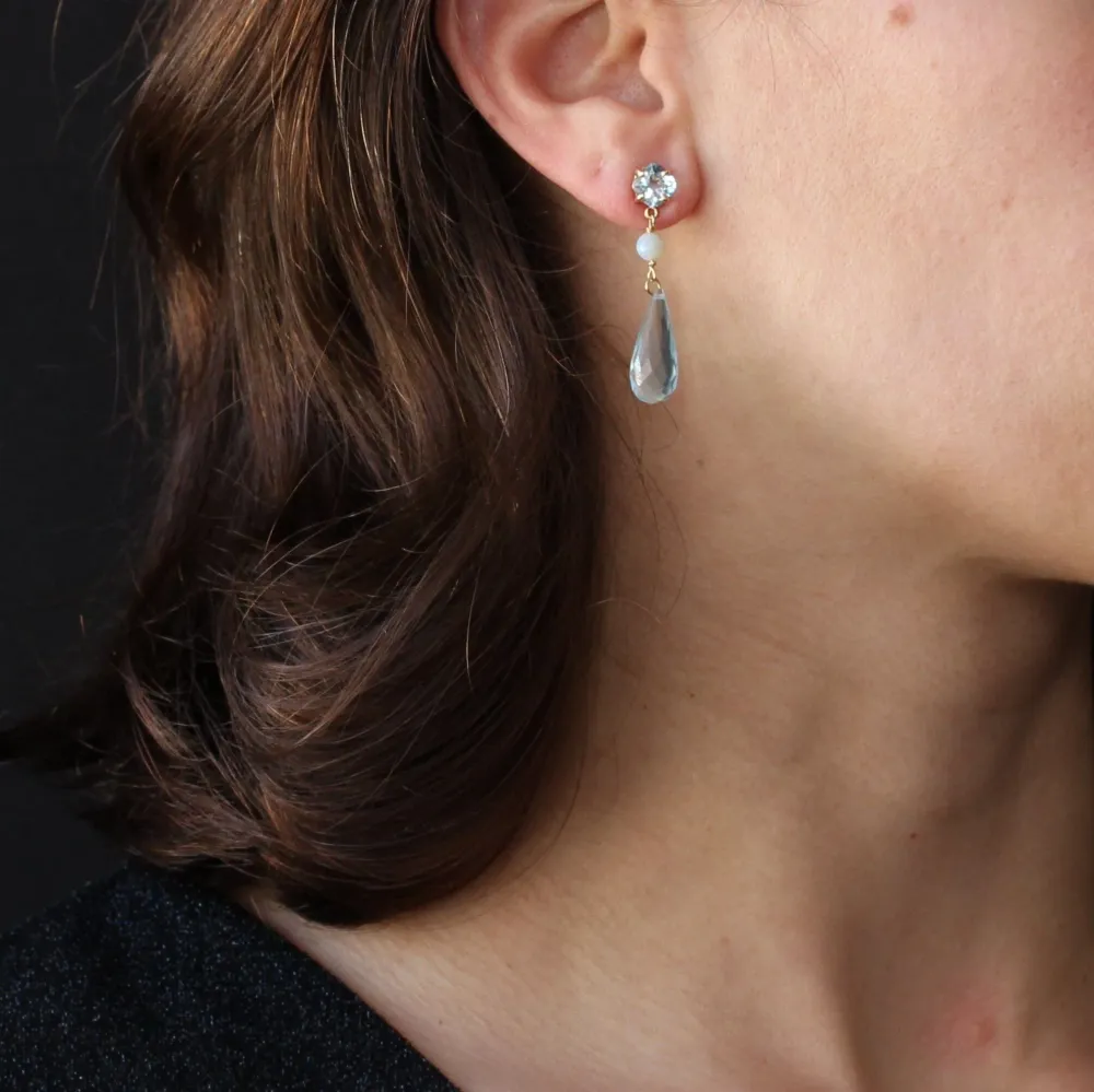 Bouwvakker Kwaliteit Aquamarine and opal drop earrings