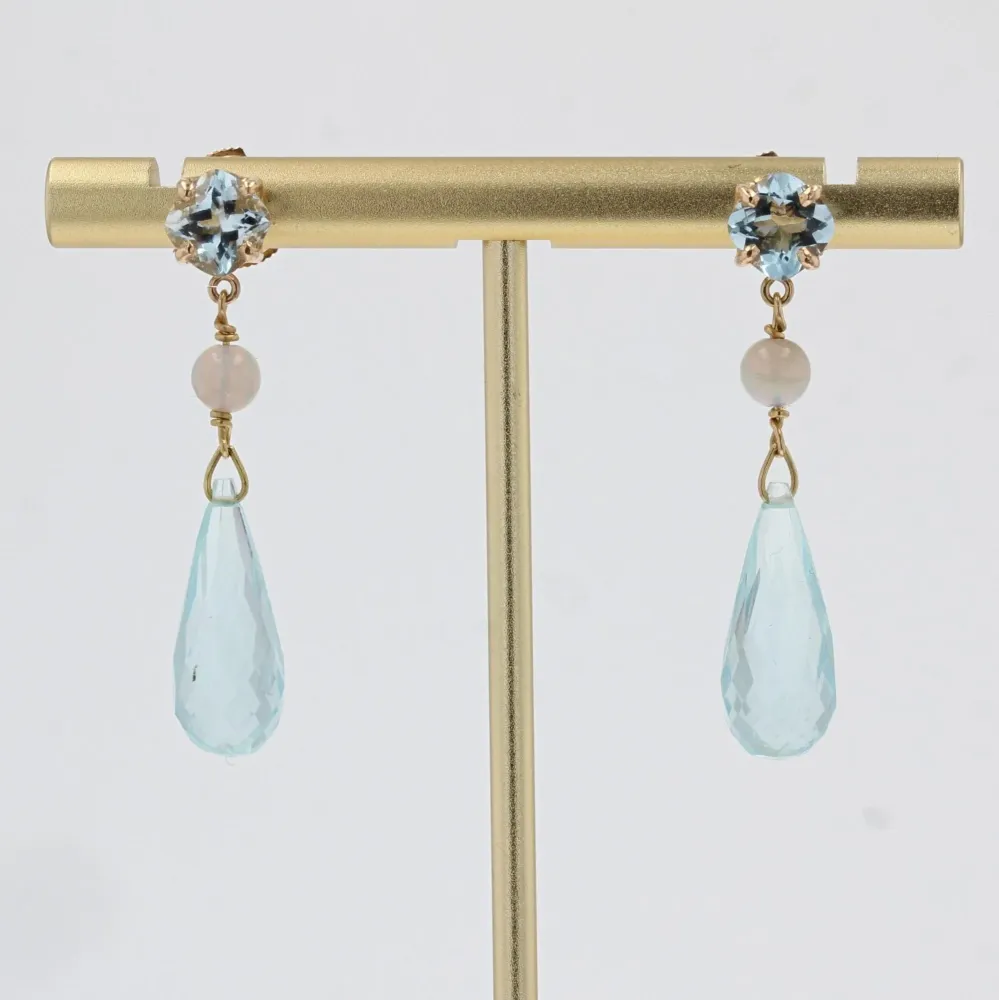 Bouwvakker Kwaliteit Aquamarine and opal drop earrings