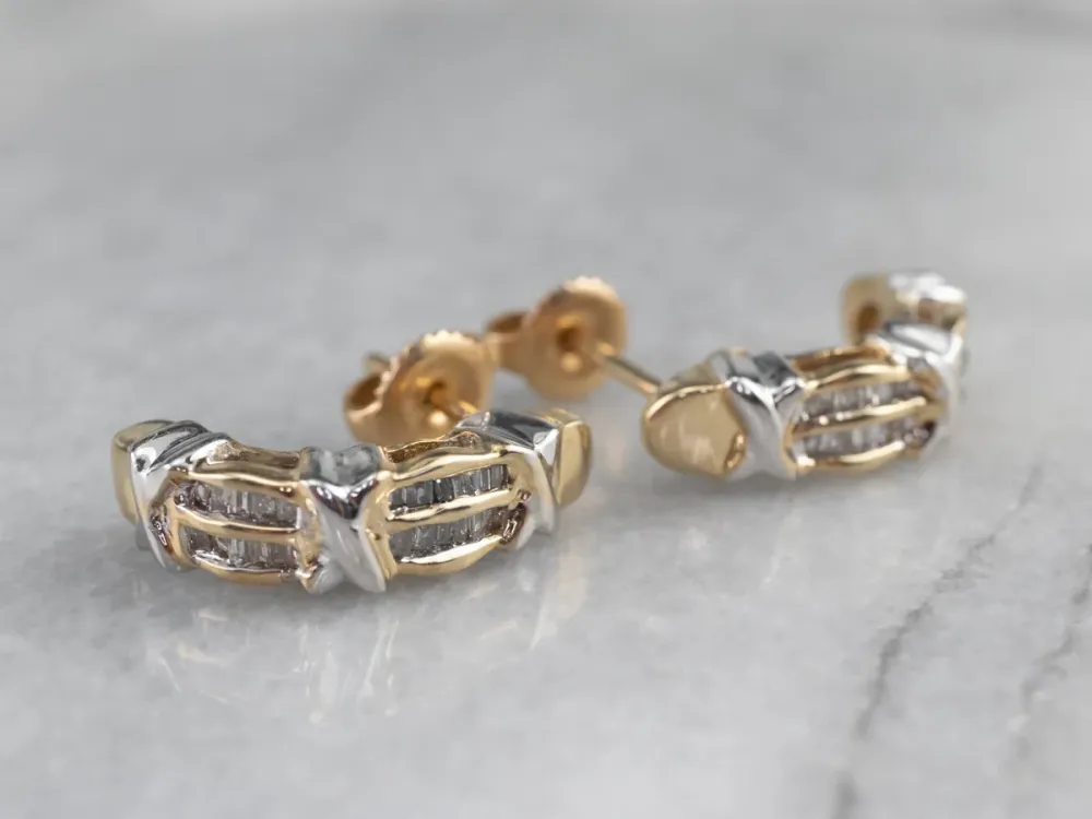 Contemporain Baguette Diamond Drop Earrings (ETA-goedgekeurd)