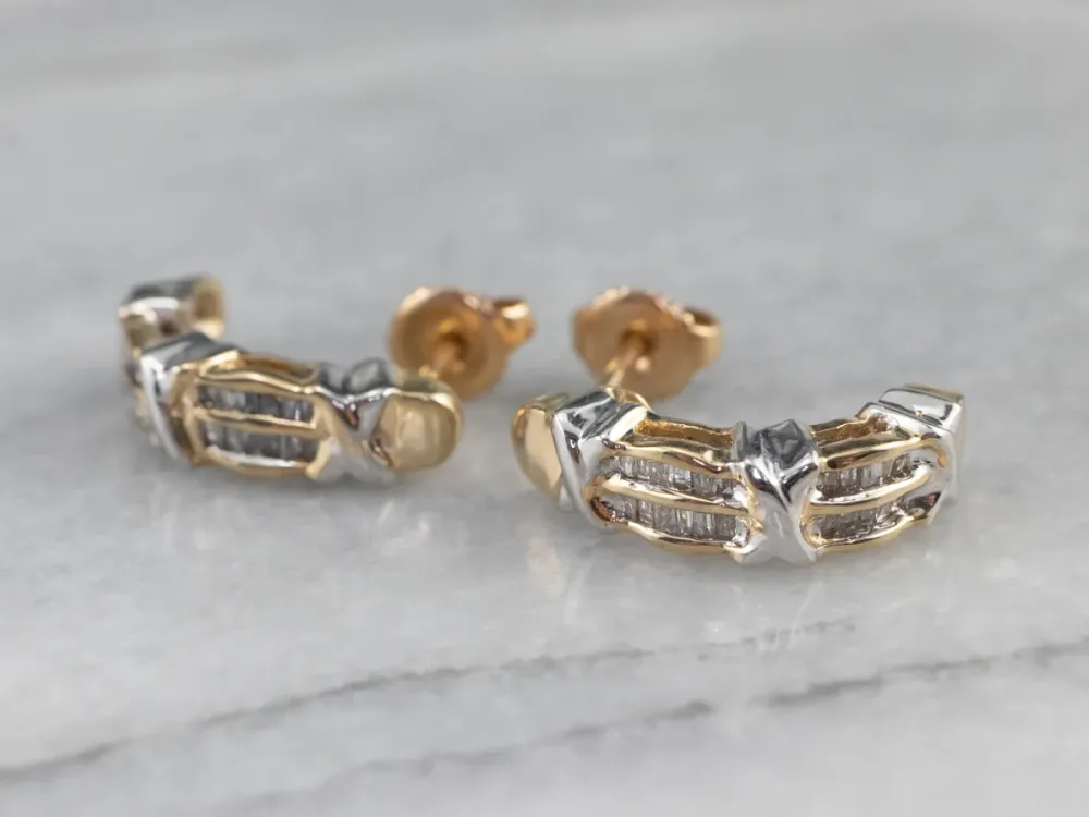 Contemporain Baguette Diamond Drop Earrings (ETA-goedgekeurd)