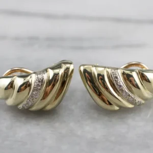 Diamond Gold Tapered Drop Earrings