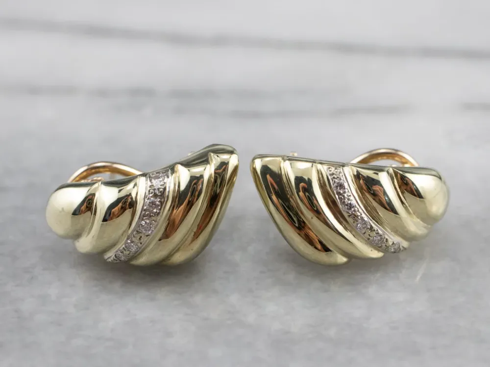 Diamond Gold Tapered Drop Earrings