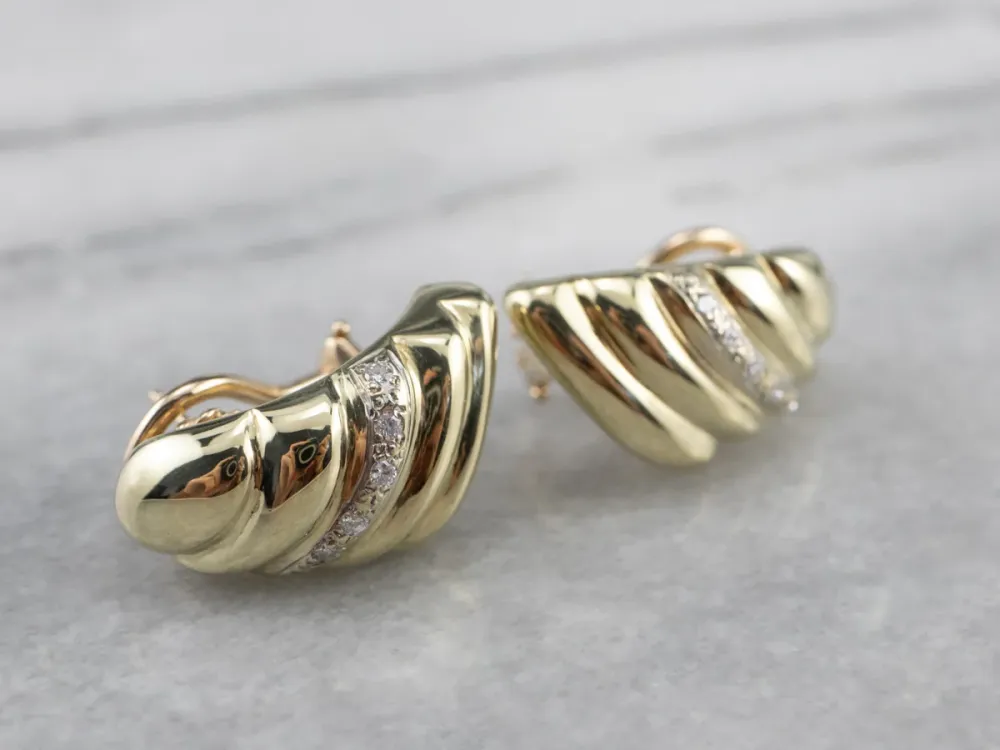 Diamond Gold Tapered Drop Earrings