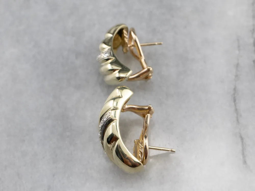 Diamond Gold Tapered Drop Earrings