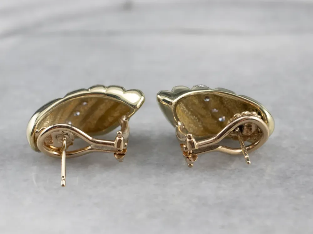 Diamond Gold Tapered Drop Earrings