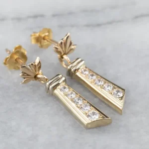 Diamond Gouden Bar Drop Earrings