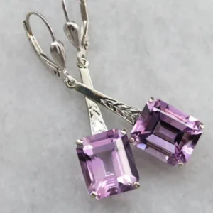 Engraved Amethyst Drop Earrings