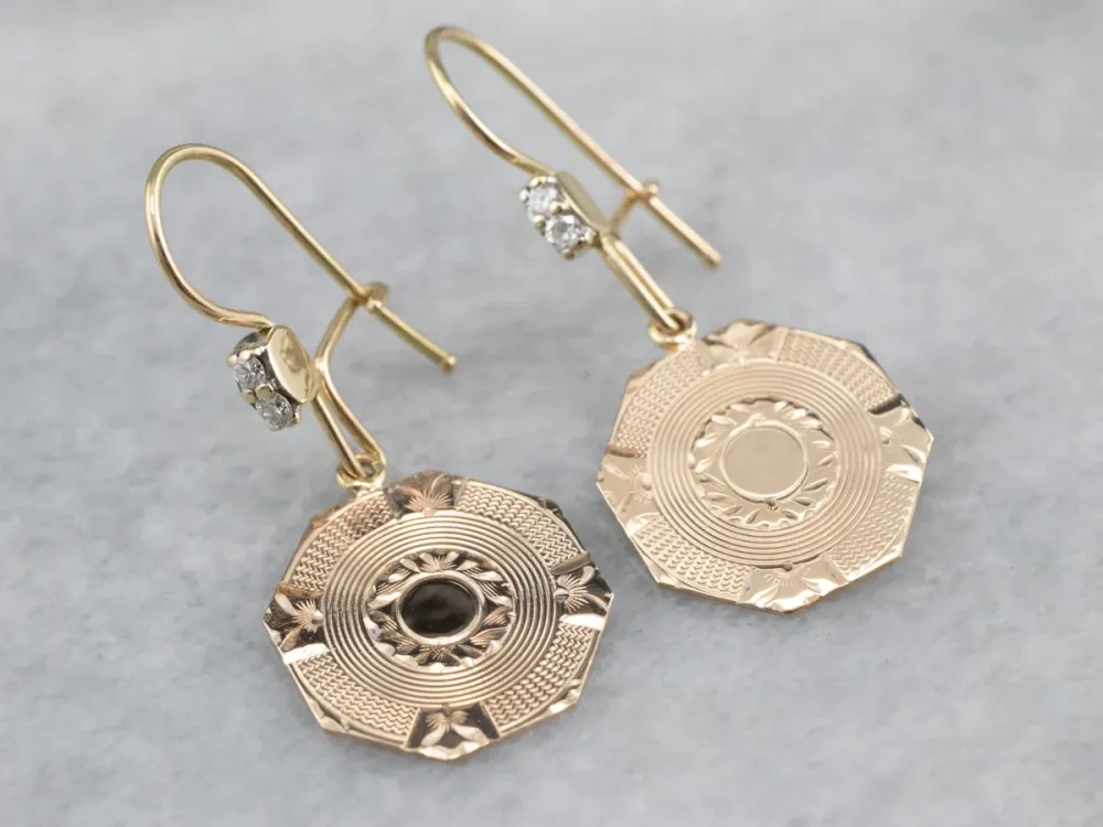 Etched Gouden Diamond Drop Earrings