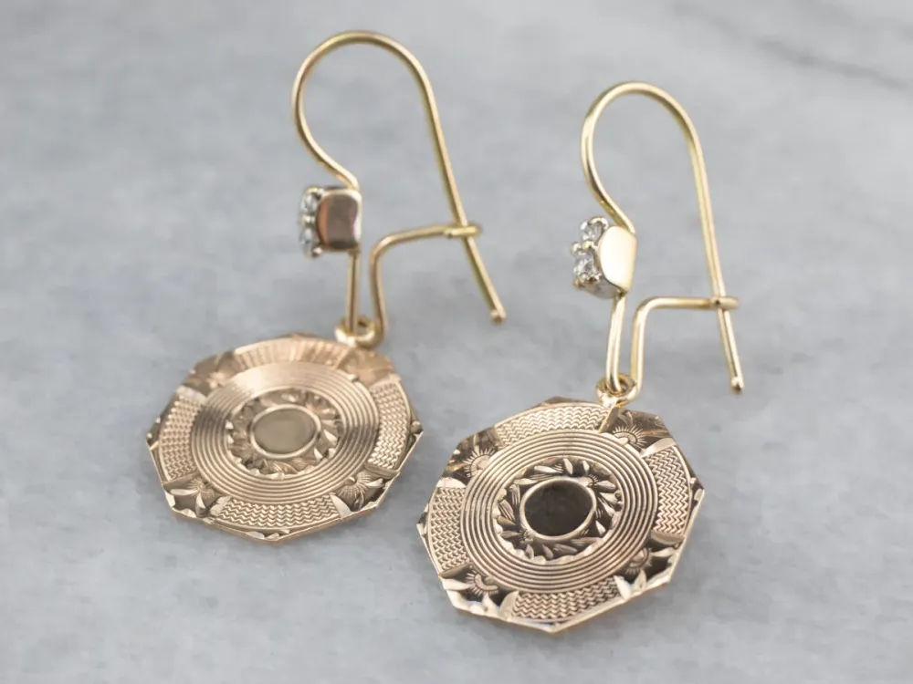 Etched Gouden Diamond Drop Earrings