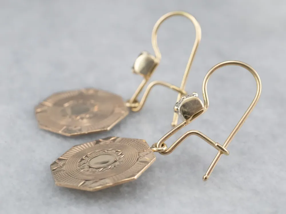 Etched Gouden Diamond Drop Earrings
