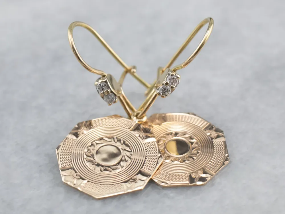 Etched Gouden Diamond Drop Earrings