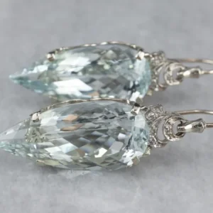 Expansie anker Stunning Aquamarine Diamond Drop Earrings