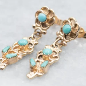 Floral Turquoise Drop Earrings