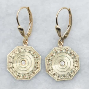 Gegalvaniseerd anker Drop Earrings Diamond Accent