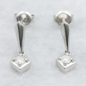 Gegalvaniseerd RVS Platinum Diamond Bar Drop Earrings