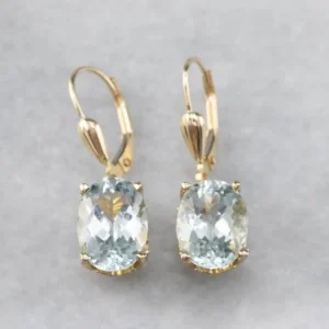 Gold Aquamarine Drop Earrings