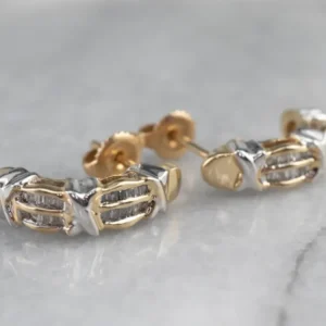 Modern Baguette Diamond Drop Earrings