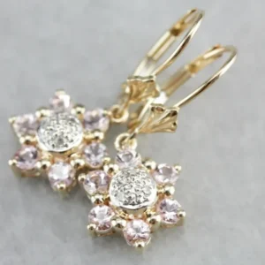 Morganite and Diamond Drop Earrings met CE-Keurmerk