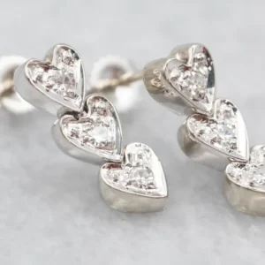 Muuranker White Goud Diamond Sweetheart Drop Earrings