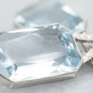 Stunning Platinum Aquamarine Drop Earrings voor buitenmuurbevestiging