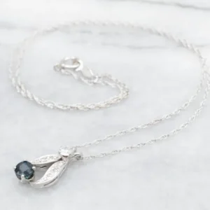 Vintage Sapphire and Diamond Drop Necklace
