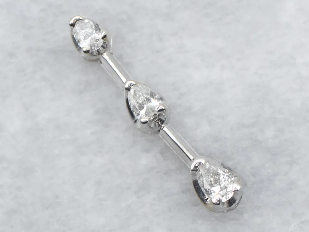White Gouden Diamond Drop Pendant