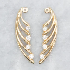 Winged Gold Drop Diamond Earring Jackets