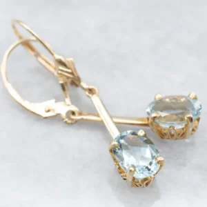 Yellow Gold Aquamarine Drop Earrings