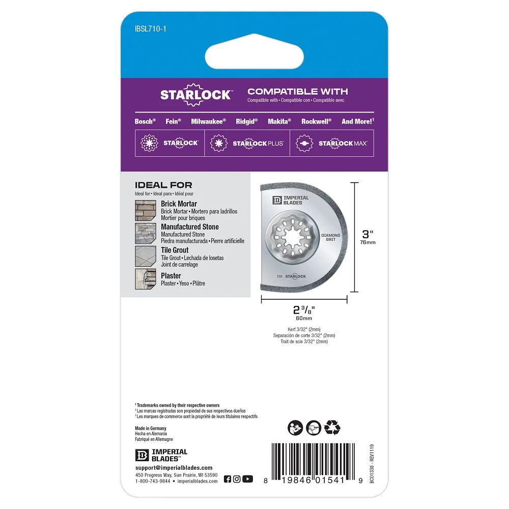 Milwaukee Tools STARLOCK 3" DIAMOND GRIT RND 1PK IBSL710-1