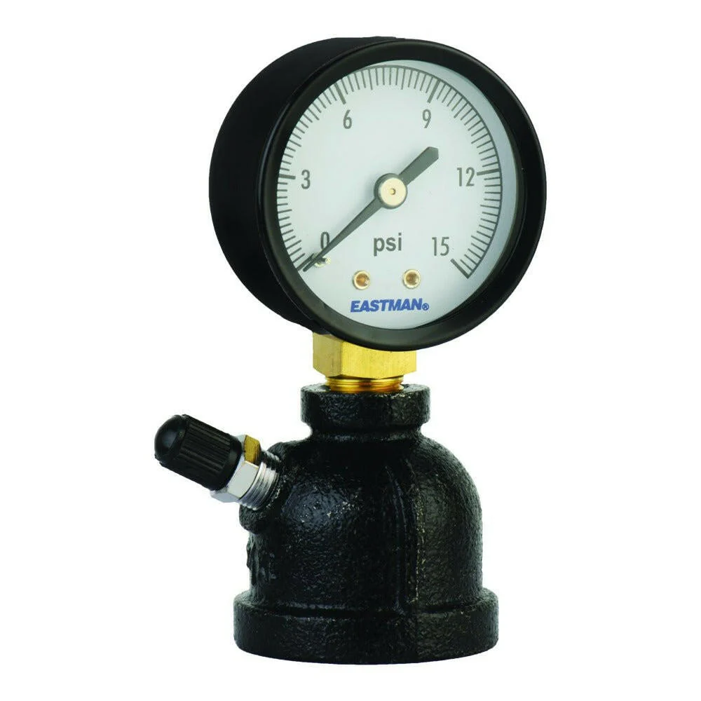 Eastman Bell Type Test Gauge – 1″ FIP 0-15 PSI met Verwisselbare Poorten