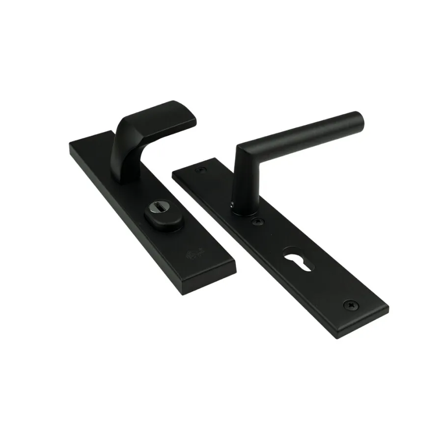 Aluminium AMI veiligheidsbeslag knop/zonder kruk - SKG*** met kerntrekbeveiliging - PC 92 - deurdikte 53-57 mm - zwart