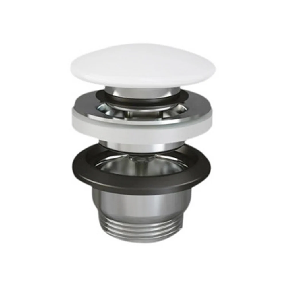 Click-clack drain gedempt white round cap Sensation sinks without overflow