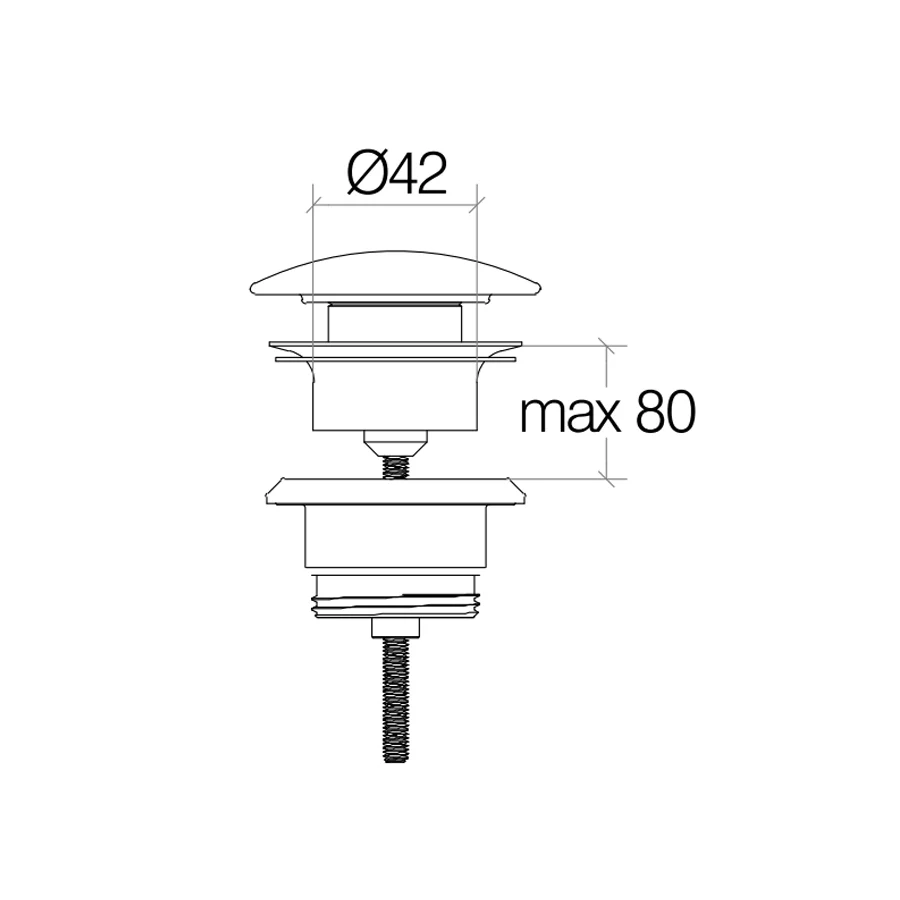 Piletta click clack adjustable cm 0-8 geel koper white ceramic plug Lineabeta