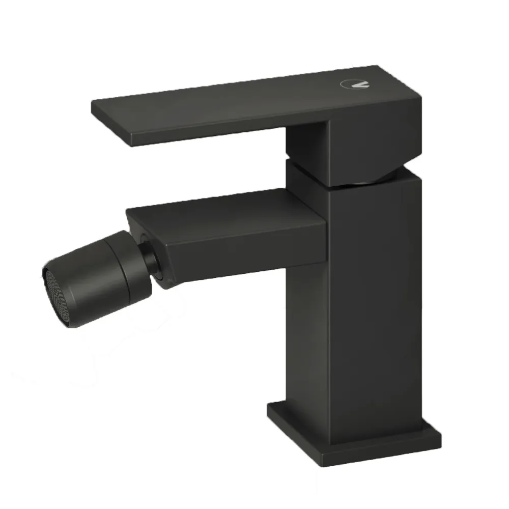 Single-lever Bidet Mixer Black RubiFlux Square Grafiet click-clack drain plug