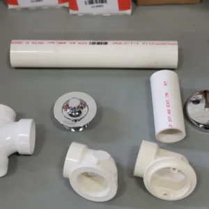 Standard PVC Full Kit w/ Metaalglans Plated Push Pull 2-Hole Drain B07-158