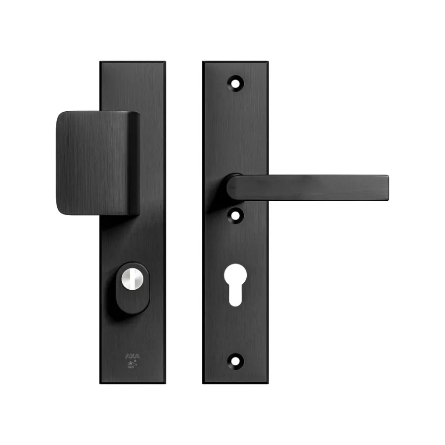 AXA veiligheidsbeslag greep/kruk - SKG*** met kerntrekbeveiliging - Edge Plus D-duwer-Blok - PC72 - zwart voor Regelkleppen