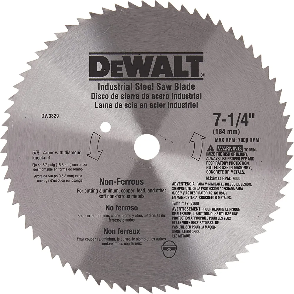 DEWALT 7-1/4" Circular Saw Blade, Van metaal Cutting, 5/8-Inch And Diamond Knockout Arbor, 68-Tooth